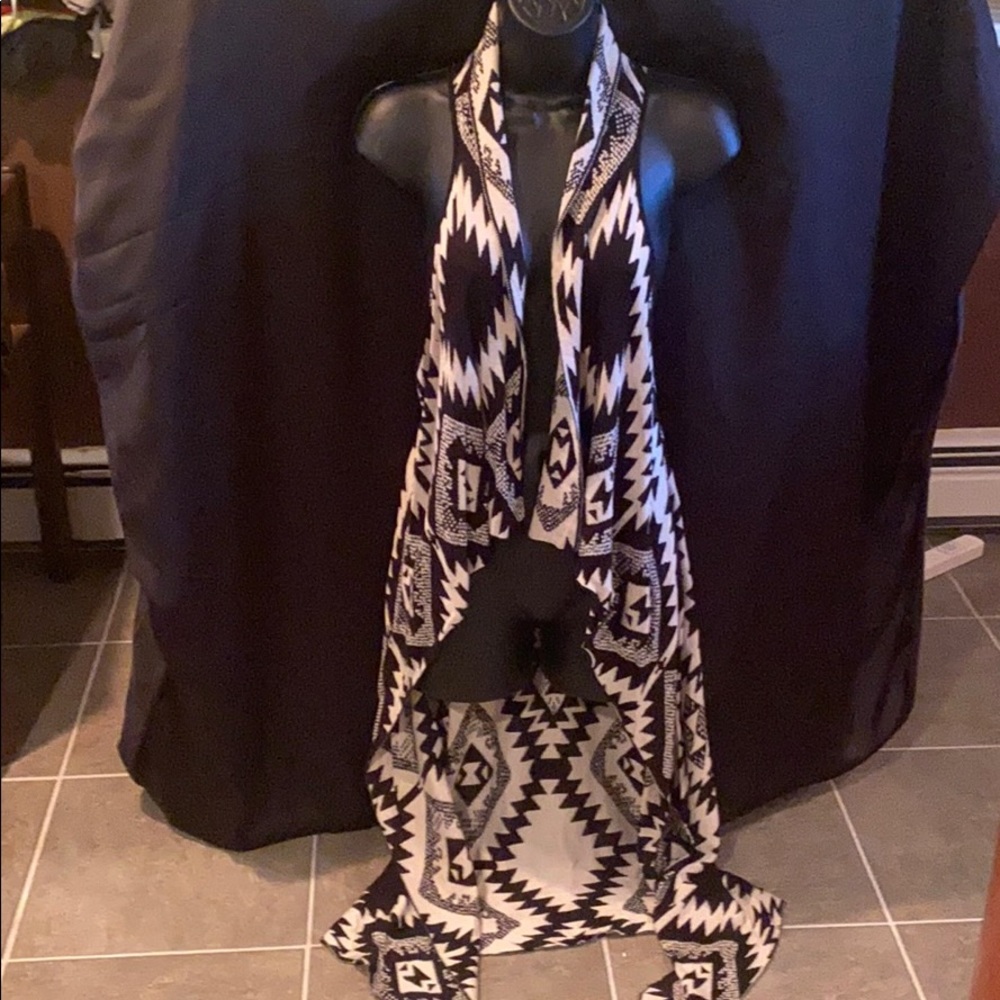 Long printed knit vest